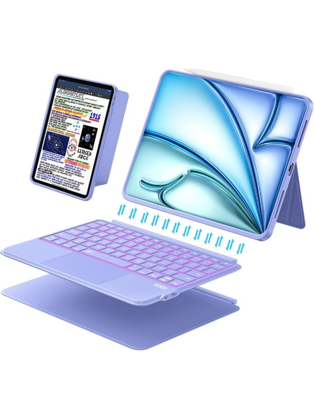 Slim Wireless Keyboard Case for 11" iPad Air & Pro - Backlit, Detachable Stand